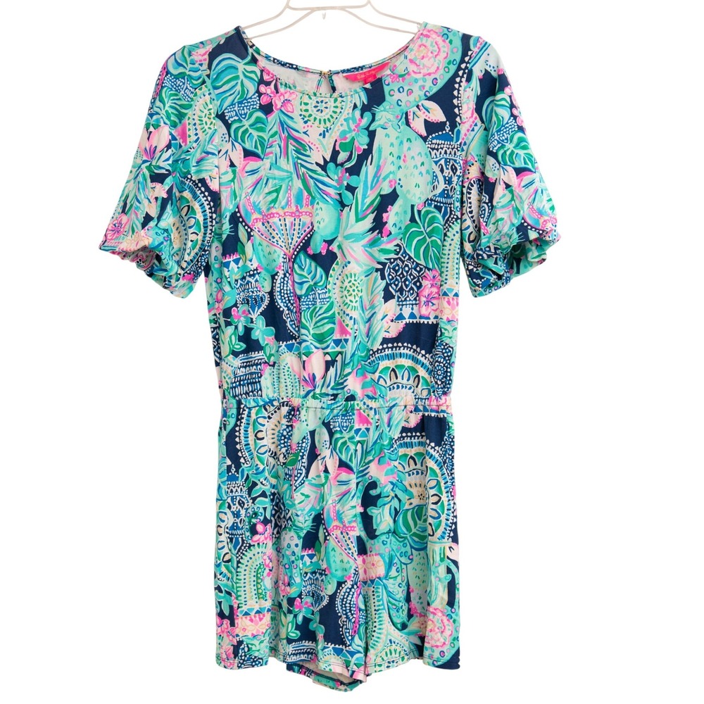 Lilly‎ Pulitzer Sz M Looking Sharp Romper Dress Tropical Resortwear Boho Beachy